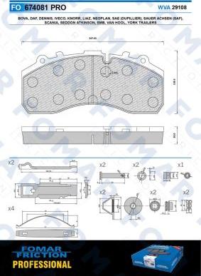 FOMAR Friction FO 674081 - Тормозные колодки, дисковые, комплект autosila-amz.com