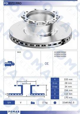 FOMAR Friction FO 0372 PRO - Тормозной диск autosila-amz.com