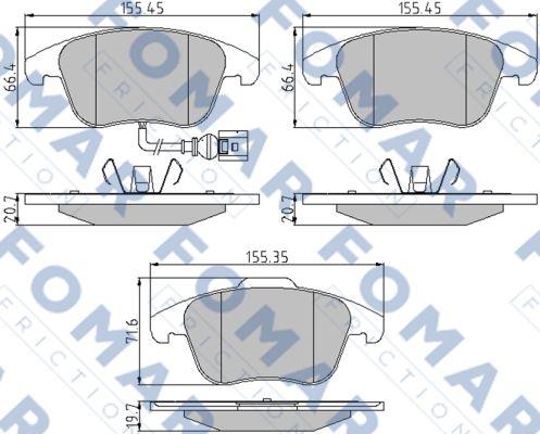 FOMAR Friction FO 862081 - Тормозные колодки, дисковые, комплект autosila-amz.com