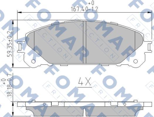 FOMAR Friction FO 862883 - Тормозные колодки, дисковые, комплект autosila-amz.com