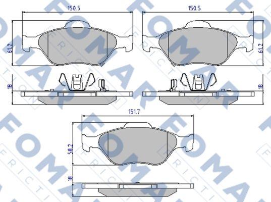 FOMAR Friction FO 800281 - Тормозные колодки, дисковые, комплект autosila-amz.com