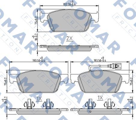 FOMAR Friction FO 251181 - Тормозные колодки, дисковые, комплект autosila-amz.com