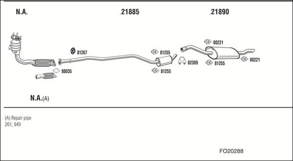 Fonos FO20288 - Система выпуска ОГ autosila-amz.com