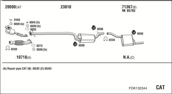 Fonos FOK132344 - Система выпуска ОГ autosila-amz.com