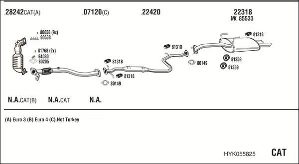 Fonos HYK055825 - Система выпуска ОГ autosila-amz.com