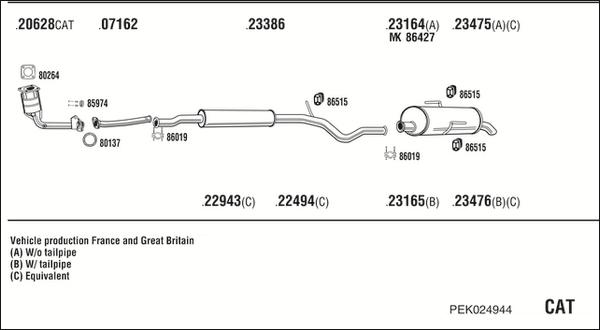 Fonos PEK024944 - Система выпуска ОГ autosila-amz.com