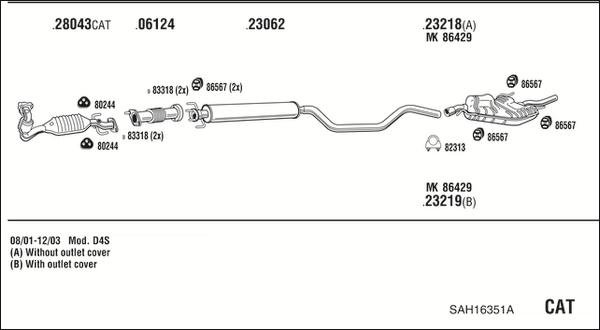 Fonos SAH16351A - Система выпуска ОГ autosila-amz.com