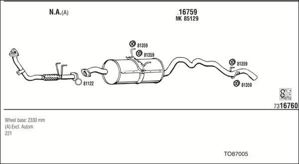 Fonos TO87005 - Система выпуска ОГ autosila-amz.com