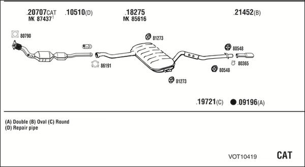 Fonos VOT10419 - Система выпуска ОГ autosila-amz.com