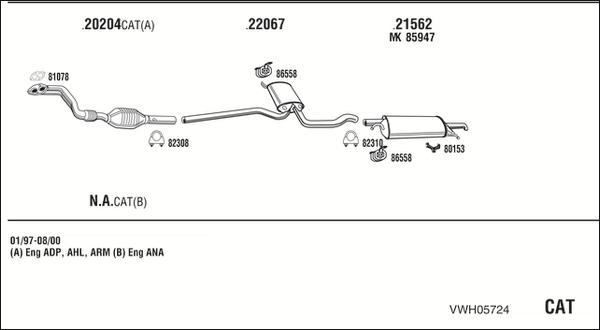 Fonos VWH05724 - Система выпуска ОГ autosila-amz.com