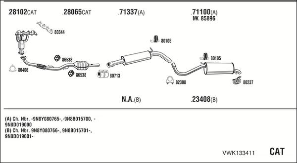 Fonos VWK133411 - Система выпуска ОГ autosila-amz.com