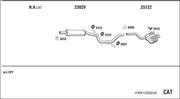 Fonos VWK133524A - Система выпуска ОГ autosila-amz.com