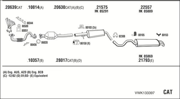 Fonos VWK133397 - Система выпуска ОГ autosila-amz.com