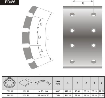 FRAS-LE FD/86 - Тормозные накладки, барабанный тормоз autosila-amz.com