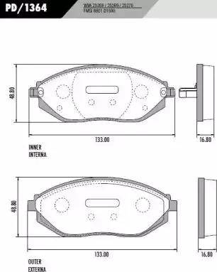 FRAS-LE PD1364 - Тормозные колодки, дисковые, комплект autosila-amz.com