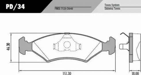 FRAS-LE PD/34 - Тормозные колодки, дисковые, комплект autosila-amz.com