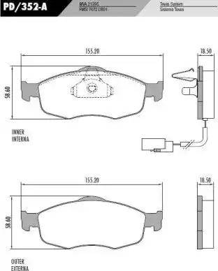 FRAS-LE PD/352-A - Тормозные колодки, дисковые, комплект autosila-amz.com