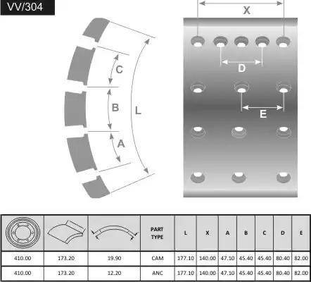 FRAS-LE VV/304-X - Тормозные накладки, барабанный тормоз autosila-amz.com