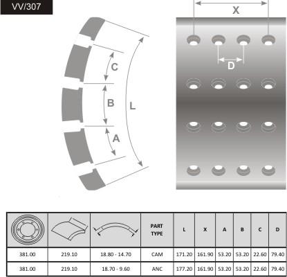 FRAS-LE VV/307 - Тормозные накладки, барабанный тормоз autosila-amz.com