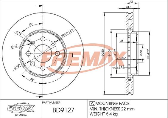 FREMAX BD-9127 - Тормозной диск autosila-amz.com