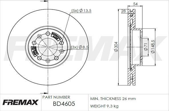 FREMAX BD-4605 - Тормозной диск autosila-amz.com
