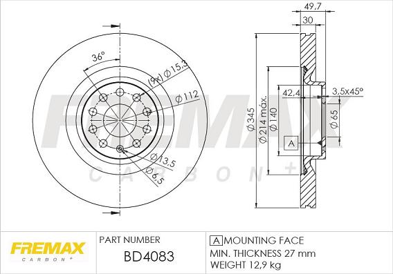 FREMAX BD-4083 - Тормозной диск autosila-amz.com