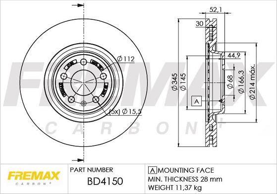 FREMAX BD-4150 - Автозапчасть/Тормозной диск Передний Audi A4 A4, A4 Avant, A5, A5 Sportback, A6, A6 Avant, A7 Sportb autosila-amz.com