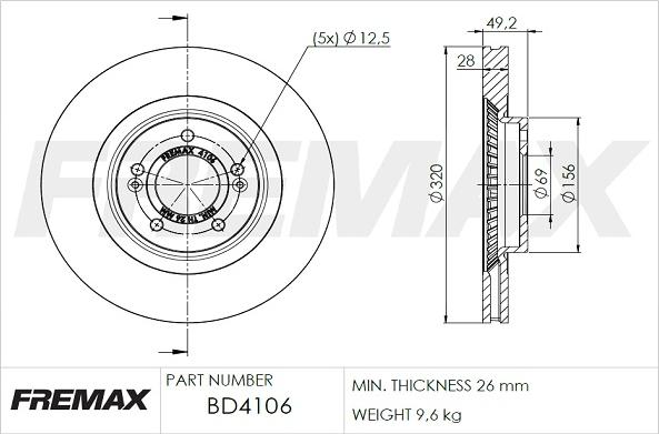 FREMAX BD-4106 - Тормозной диск autosila-amz.com