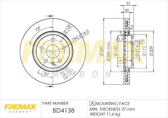 FREMAX BD-4138 - Тормозной диск autosila-amz.com