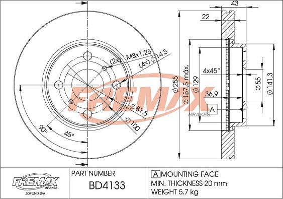 FREMAX BD-4133 - Тормозной диск autosila-amz.com