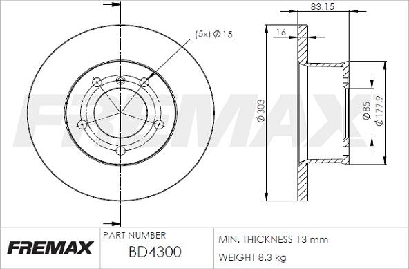 FREMAX BD-4300 - Тормозной диск autosila-amz.com