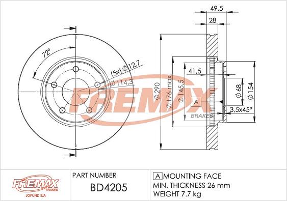 FREMAX BD-4205 - Тормозной диск autosila-amz.com