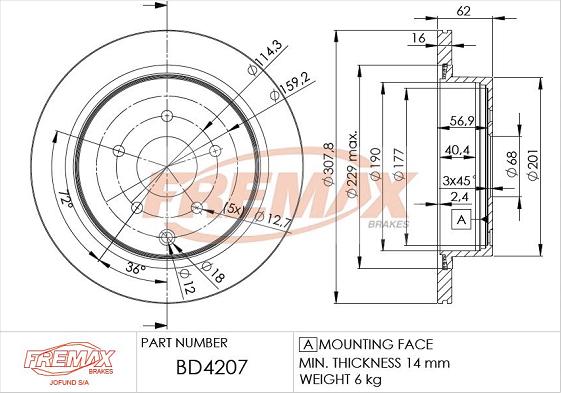 FREMAX BD-4207 - Тормозной диск autosila-amz.com