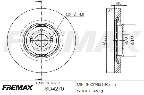 FREMAX BD-4270 - Тормозной диск autosila-amz.com