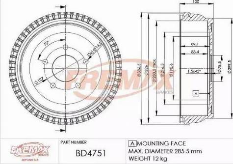 FREMAX BD-4751 - Тормозной барабан autosila-amz.com