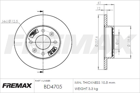 FREMAX BD-4705 - Тормозной диск autosila-amz.com