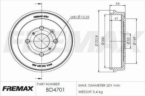 FREMAX BD-4701 - Тормозной барабан autosila-amz.com