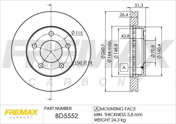 FREMAX BD-5552 - Тормозной диск autosila-amz.com