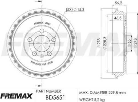 FREMAX BD-5651 - Тормозной барабан autosila-amz.com