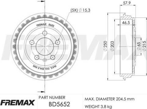 FREMAX BD-5652 - Тормозной барабан autosila-amz.com