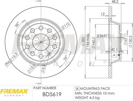 FREMAX BD-5619 - Тормозной диск autosila-amz.com