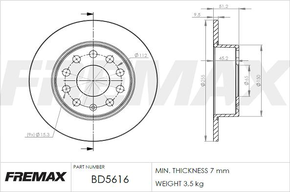 FREMAX BD-5616 - Тормозной диск autosila-amz.com
