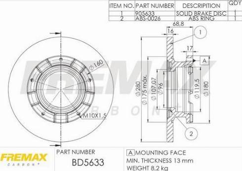 FREMAX BD-5633-KT - Тормозной диск autosila-amz.com