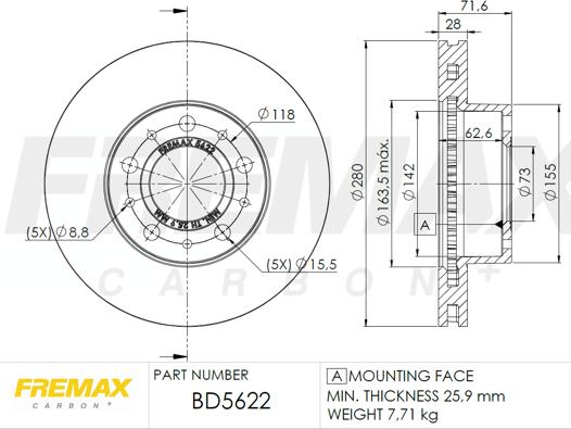 FREMAX BD-5622 - Тормозной диск autosila-amz.com