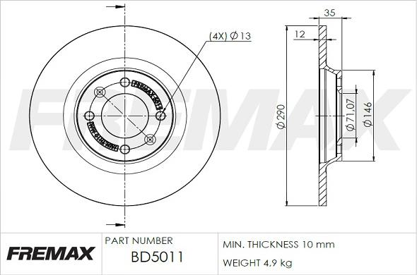 FREMAX BD-5011 - Тормозной диск autosila-amz.com