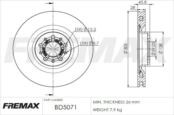 FREMAX BD-5071 - Тормозной диск autosila-amz.com