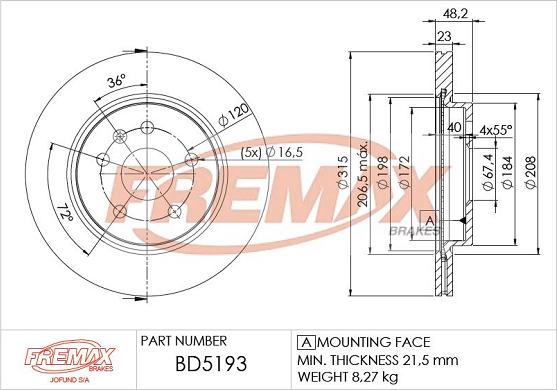 FREMAX BD-5193 - Тормозной диск autosila-amz.com
