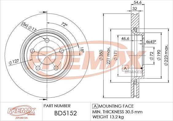 FREMAX BD-5152 - Тормозной диск autosila-amz.com