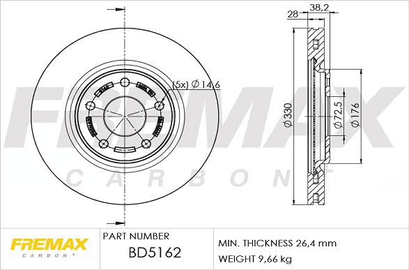 FREMAX BD-5162 - Тормозной диск autosila-amz.com