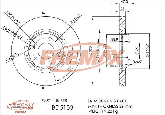 FREMAX BD-5103 - Тормозной диск autosila-amz.com